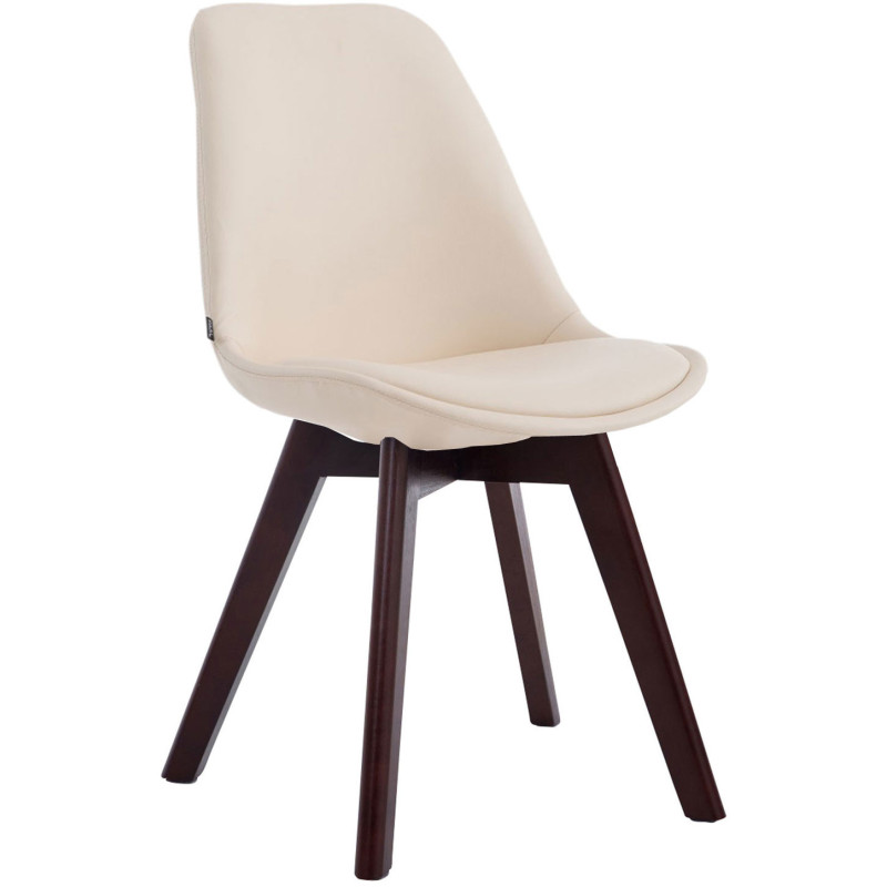 Chaise scandinave rembourée en Polyuréthane Blanc crème Bois de hêtre Marron foncé Darvalis - 1