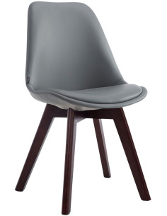 Chaise scandinave rembourée en Polyuréthane Gris Bois de hêtre Marron foncé Darvalis - 1