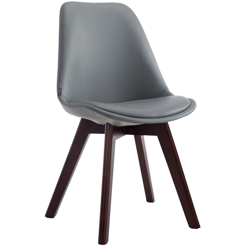 Chaise scandinave rembourée en Polyuréthane Gris Bois de hêtre Marron foncé Darvalis - 1