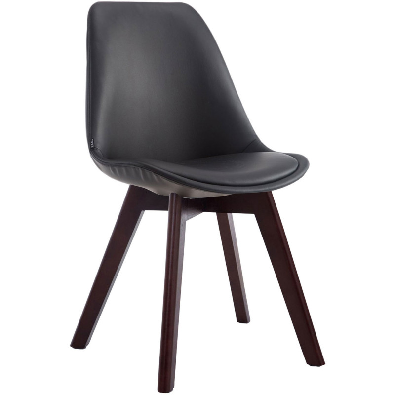 Chaise scandinave rembourée en Polyuréthane Noir Bois de hêtre Marron foncé Darvalis - 1