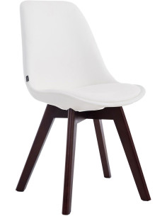 Chaise scandinave rembourée en Polyuréthane Blanc Bois de hêtre Marron foncé Darvalis - 1