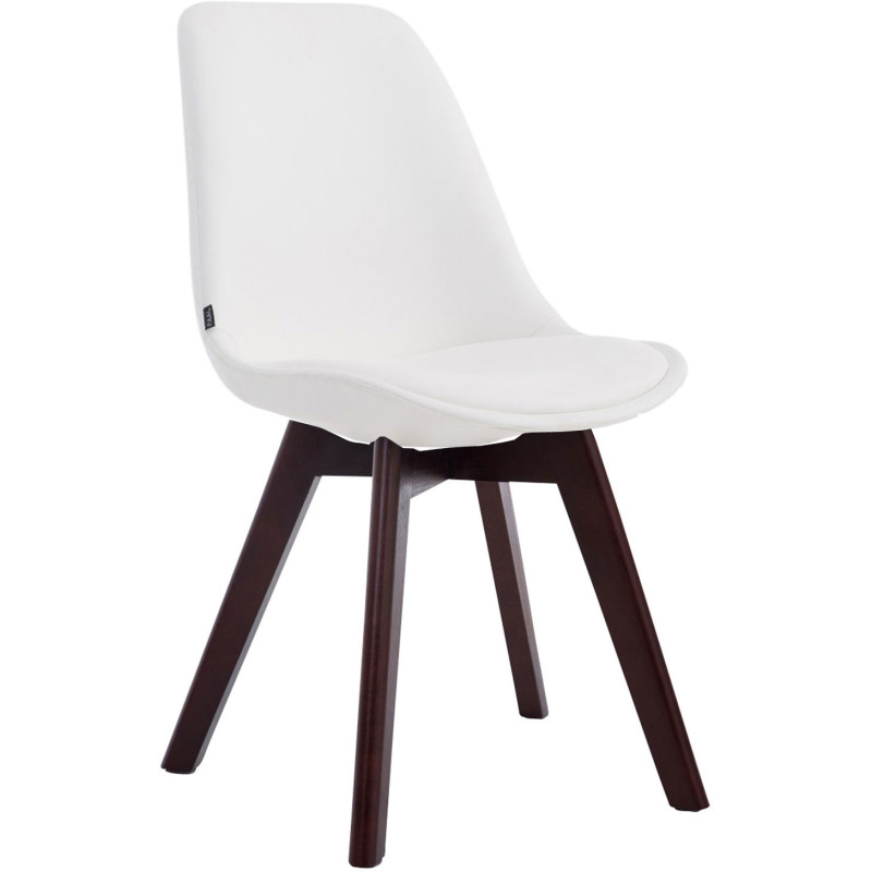 Chaise scandinave rembourée en Polyuréthane Blanc Bois de hêtre Marron foncé Darvalis - 1