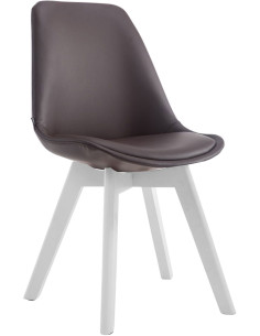 Chaise scandinave rembourée en Polyuréthane Marron Bois de hêtre Blanc Darvalis  - 1