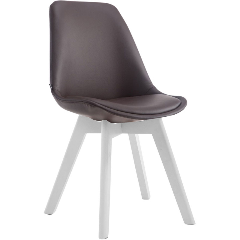 Chaise scandinave rembourée en Polyuréthane Marron Bois de hêtre Blanc Darvalis  - 1