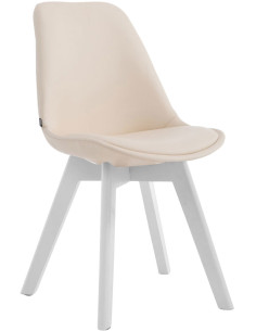 Chaise scandinave rembourée en Polyuréthane Blanc crème Bois de hêtre Blanc Darvalis  - 1