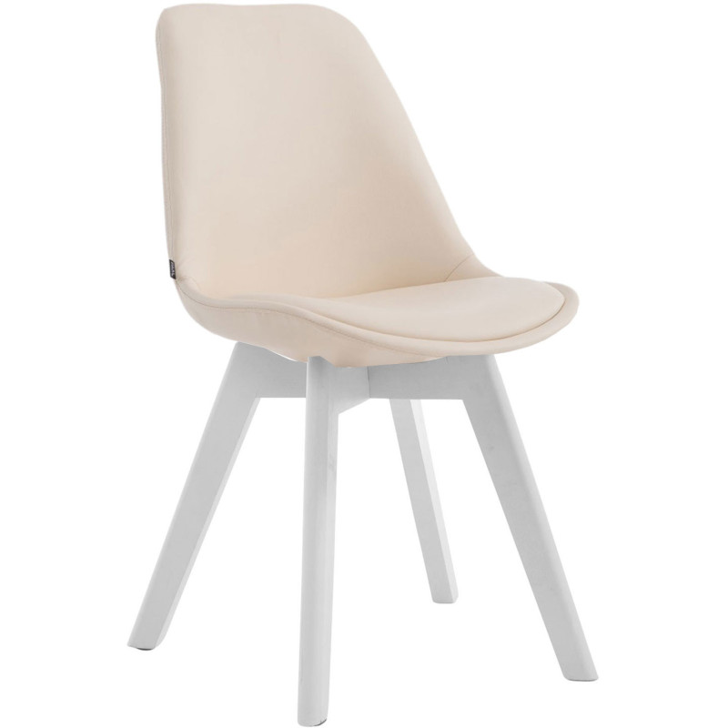 Chaise scandinave rembourée en Polyuréthane Blanc crème Bois de hêtre Blanc Darvalis  - 1