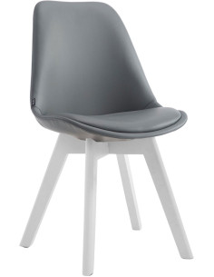 Chaise scandinave rembourée en Polyuréthane Gris Bois de hêtre Blanc Darvalis  - 1