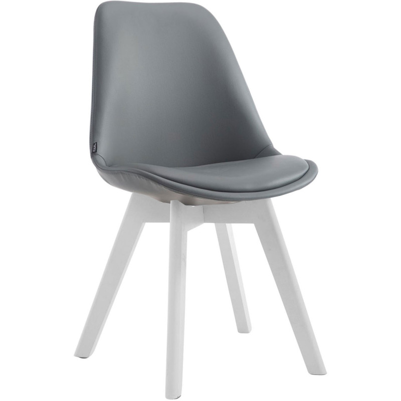 Chaise scandinave rembourée en Polyuréthane Gris Bois de hêtre Blanc Darvalis  - 1