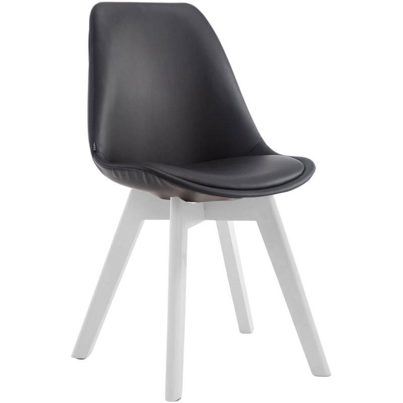 Chaise scandinave rembourée en Polyuréthane Noir Bois de hêtre Blanc Darvalis  - 1