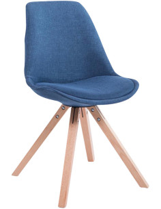 Chaise scandinave moderne en Tissu Bleu Bois Naturel Solyriss - 1