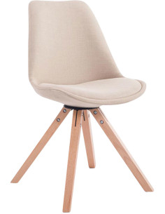 Chaise scandinave moderne en Tissu Blanc crème Bois Naturel Solyriss - 1