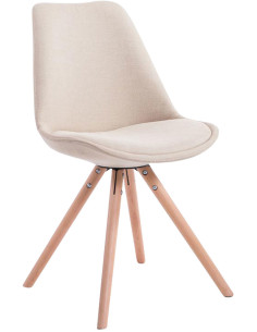 Chaise scandinave moderne en Tissu Blanc crème Bois Naturel Vynaria - 1