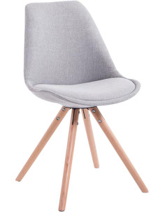 Chaise scandinave moderne en Tissu Gris Bois Naturel Vynaria - 1