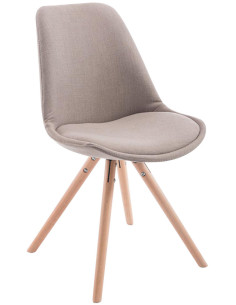 Chaise scandinave moderne en Tissu Taupe Bois Naturel Vynaria - 1
