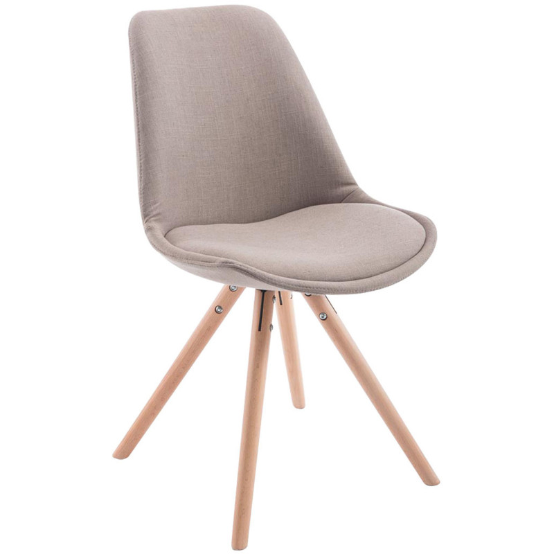 Chaise scandinave moderne en Tissu Taupe Bois Naturel Vynaria - 1