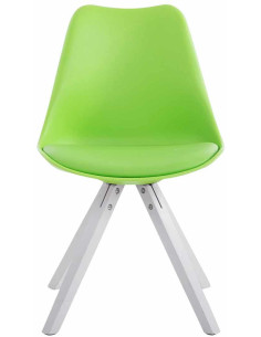 Chaise scandinave moderne en Plastique Vert Polyuréthane Vert Bois Blanc Solyriss - 1 2