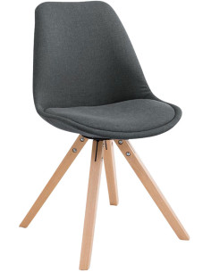 Chaise scandinave moderne en Tissu Gris foncé Bois Naturel Solyriss - 1