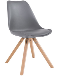 Chaise scandinave moderne en Plastique Gris Polyuréthane Gris Bois Naturel Solyriss - 1