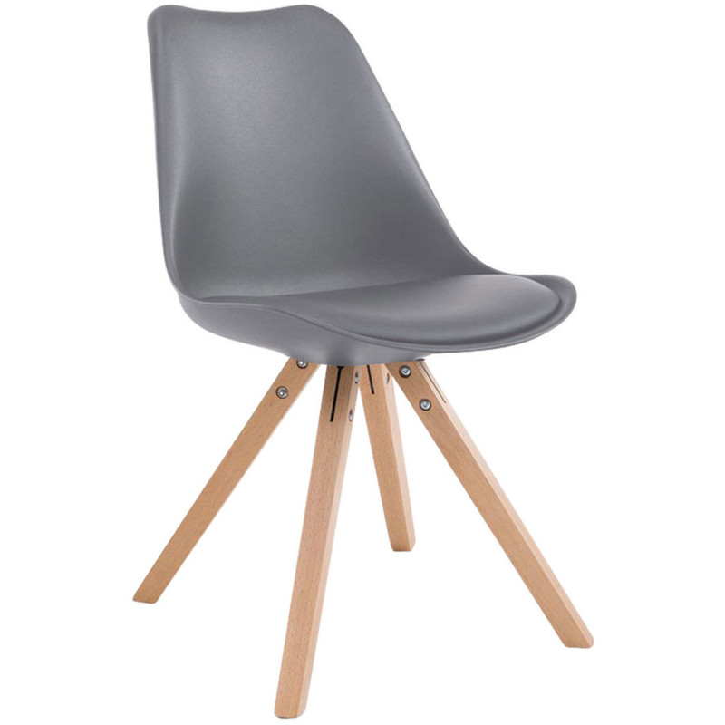 Chaise scandinave moderne en Plastique Gris Polyuréthane Gris Bois Naturel Solyriss - 1