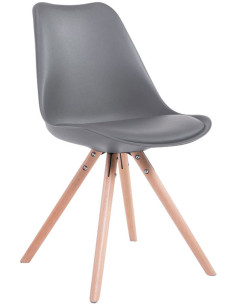 Chaise scandinave moderne en Plastique Gris Polyuréthane Gris Bois Naturel Vynaria - 1