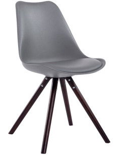 Chaise scandinave moderne en Plastique Gris Polyuréthane Gris Bois Marron foncé Vynaria  - 1