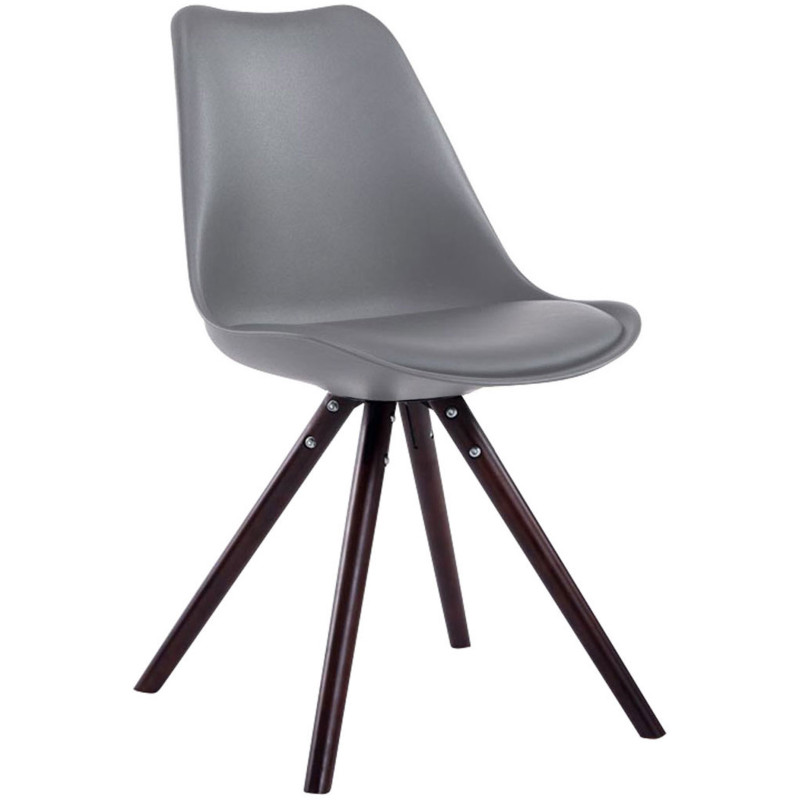 Chaise scandinave moderne en Plastique Gris Polyuréthane Gris Bois Marron foncé Vynaria  - 1
