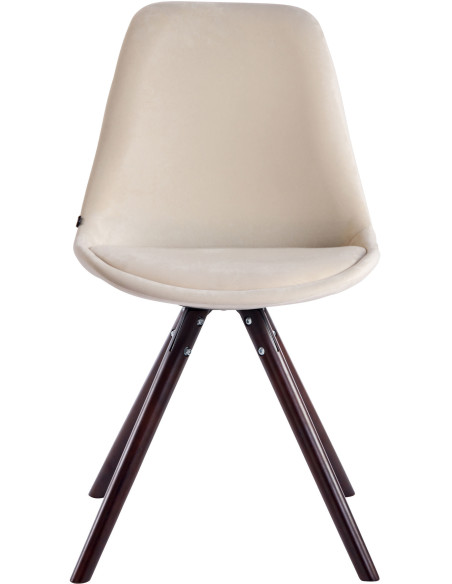 Chaise scandinave moderne en Velours Blanc crème Bois Marron foncé Vynaria  - 2