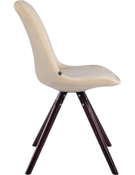 Chaise scandinave moderne en Velours Blanc crème Bois Marron foncé Vynaria  - 3