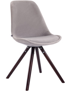 Chaise scandinave moderne en Velours Gris Bois Marron foncé Vynaria  - 1