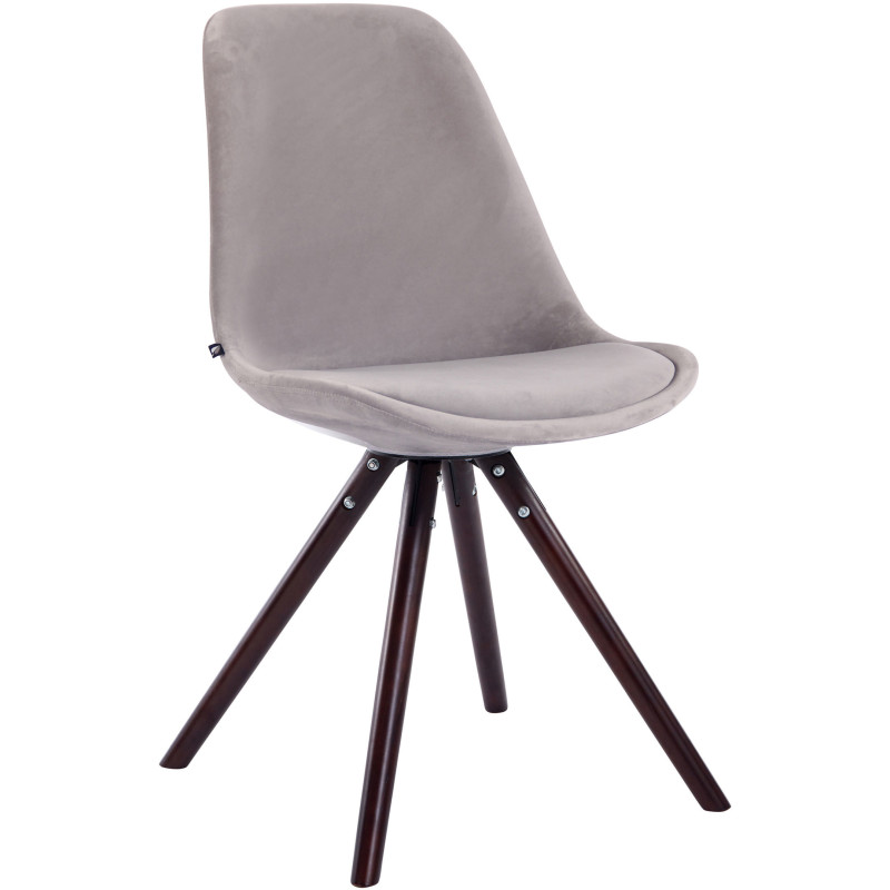 Chaise scandinave moderne en Velours Gris Bois Marron foncé Vynaria  - 1
