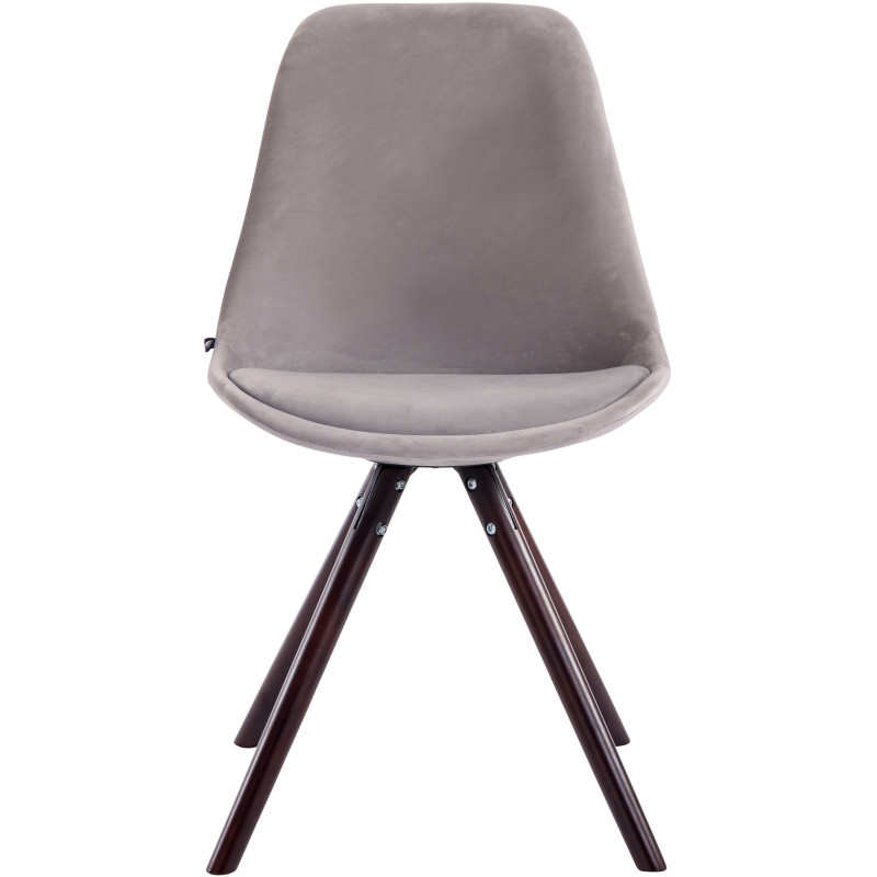 Chaise scandinave moderne en Velours Gris Bois Marron foncé Vynaria  - 2
