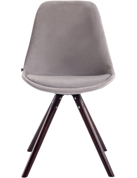 Chaise scandinave moderne en Velours Gris Bois Marron foncé Vynaria  - 2