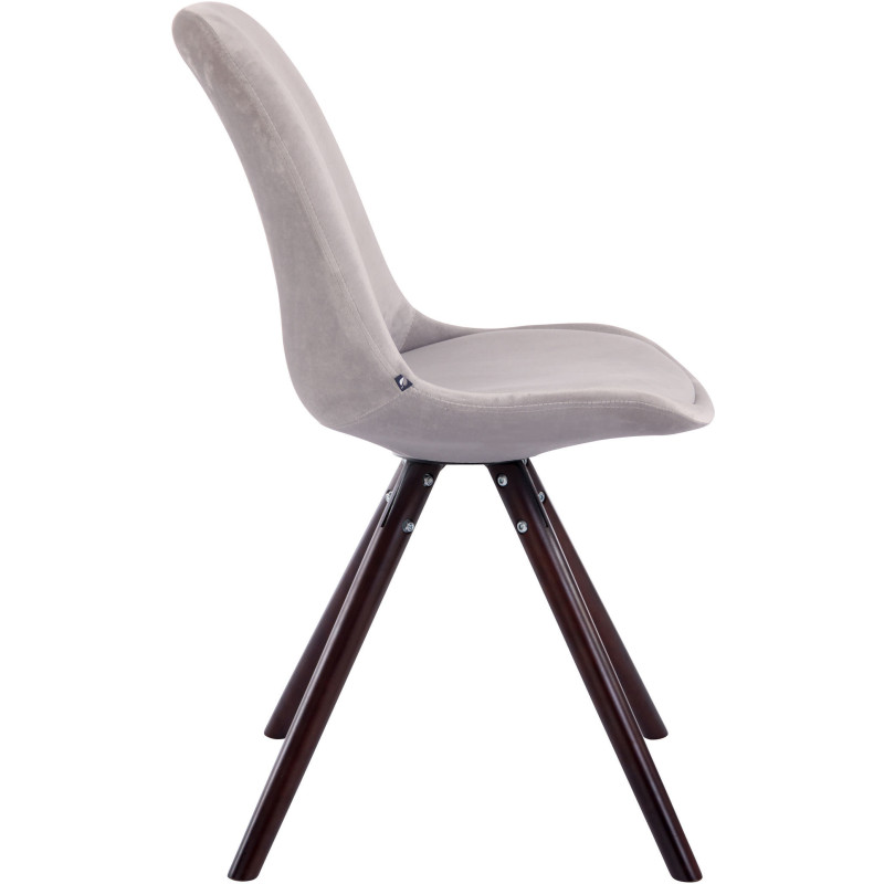 Chaise scandinave moderne en Velours Gris Bois Marron foncé Vynaria  - 3