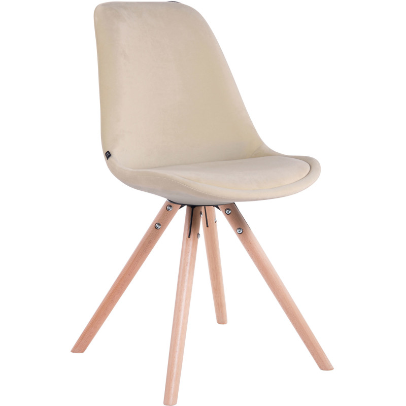Chaise scandinave moderne en Velours Blanc crème Bois Naturel Vynaria - 1