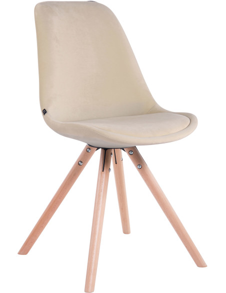 Chaise scandinave moderne en Velours Blanc crème Bois Naturel Vynaria - 1