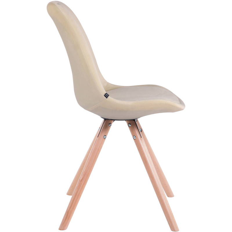 Chaise scandinave moderne en Velours Blanc crème Bois Naturel Vynaria - 3