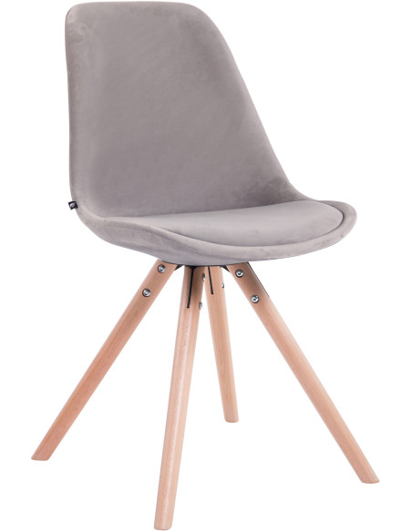 Chaise scandinave moderne en Velours Gris Bois Naturel Vynaria - 1