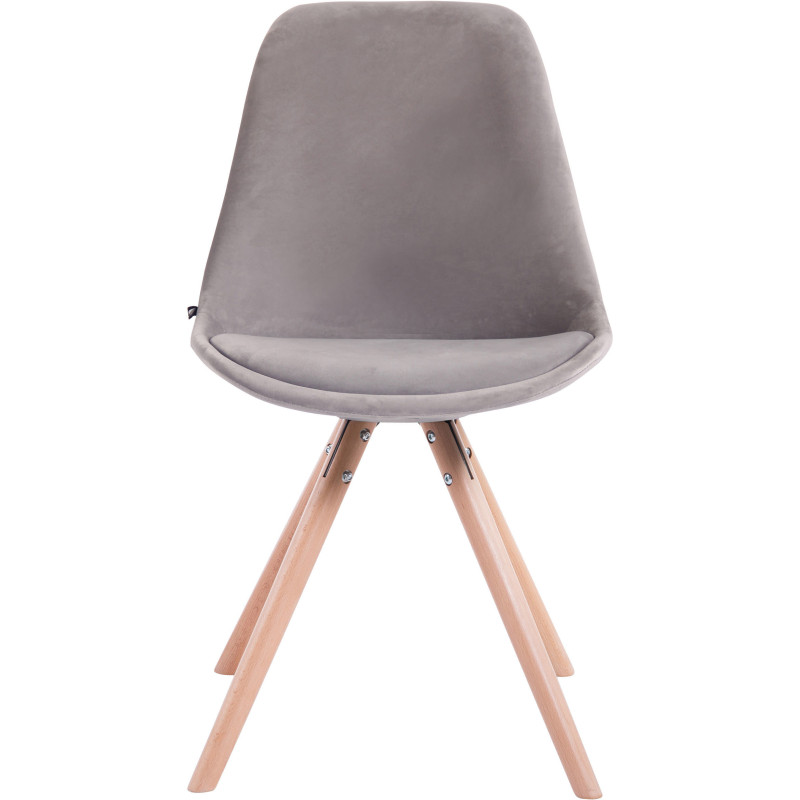 Chaise scandinave moderne en Velours Gris Bois Naturel Vynaria - 2