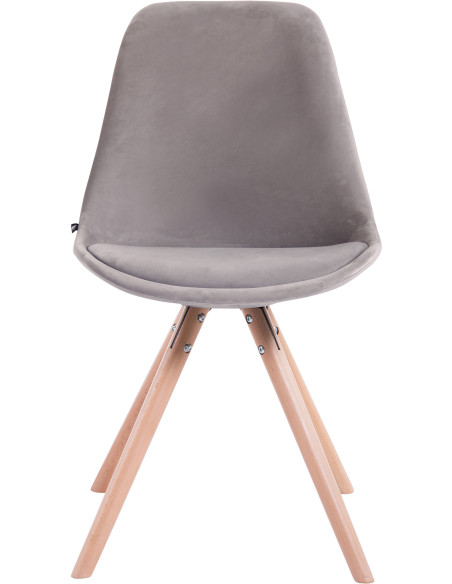 Chaise scandinave moderne en Velours Gris Bois Naturel Vynaria - 2