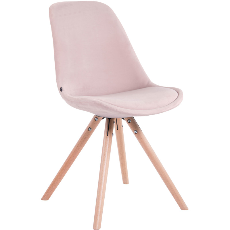 Chaise scandinave moderne en Velours Rose Bois Naturel Vynaria - 1
