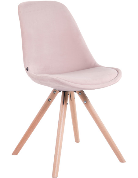 Chaise scandinave moderne en Velours Rose Bois Naturel Vynaria - 1