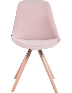 Chaise scandinave moderne en Velours Rose Bois Naturel Vynaria - 1 2