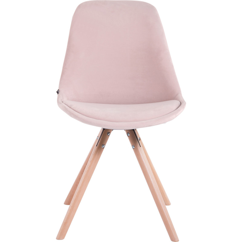 Chaise scandinave moderne en Velours Rose Bois Naturel Vynaria - 2