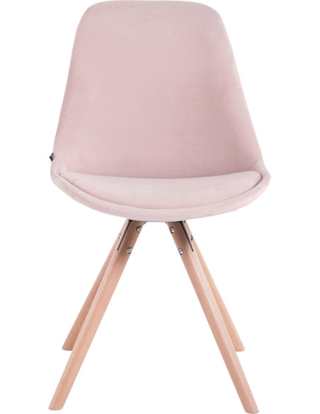 Chaise scandinave moderne en Velours Rose Bois Naturel Vynaria - 2
