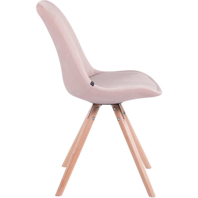Chaise scandinave moderne en Velours Rose Bois Naturel Vynaria - 3