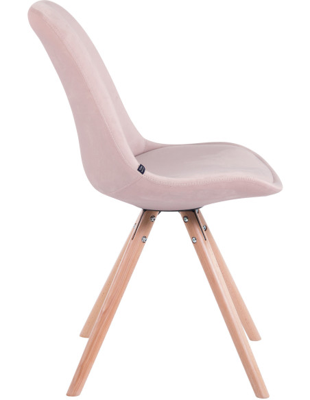 Chaise scandinave moderne en Velours Rose Bois Naturel Vynaria - 3