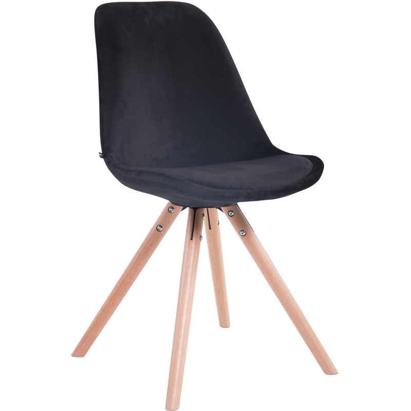 Chaise scandinave moderne en Velours Noir Bois Naturel Vynaria  - 1