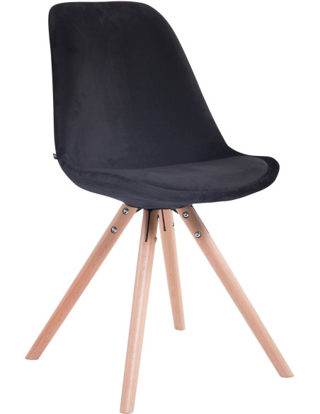Chaise scandinave moderne en Velours Noir Bois Naturel Vynaria  - 1