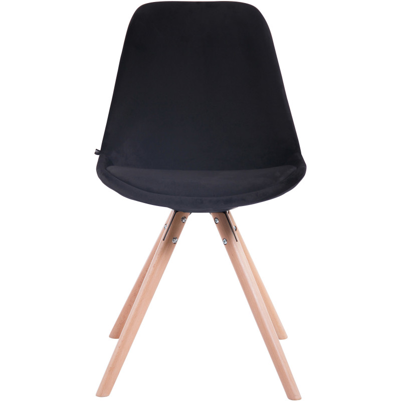 Chaise scandinave moderne en Velours Noir Bois Naturel Vynaria  - 2