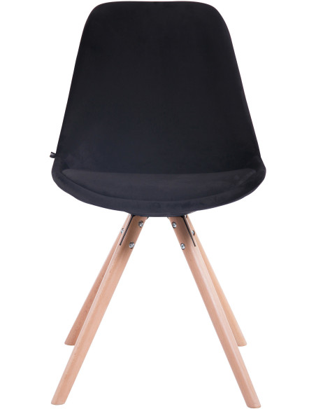 Chaise scandinave moderne en Velours Noir Bois Naturel Vynaria  - 2